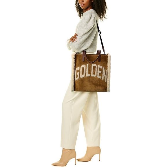 Golden Goose California North-South Suede & Shearling Tote, Brown - Picture 4 of 4